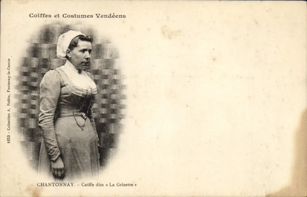 Lenços e Trajes Vendeanos — Lenço chamado « La Grisette » — Chantonnay, A. Robin - Frente