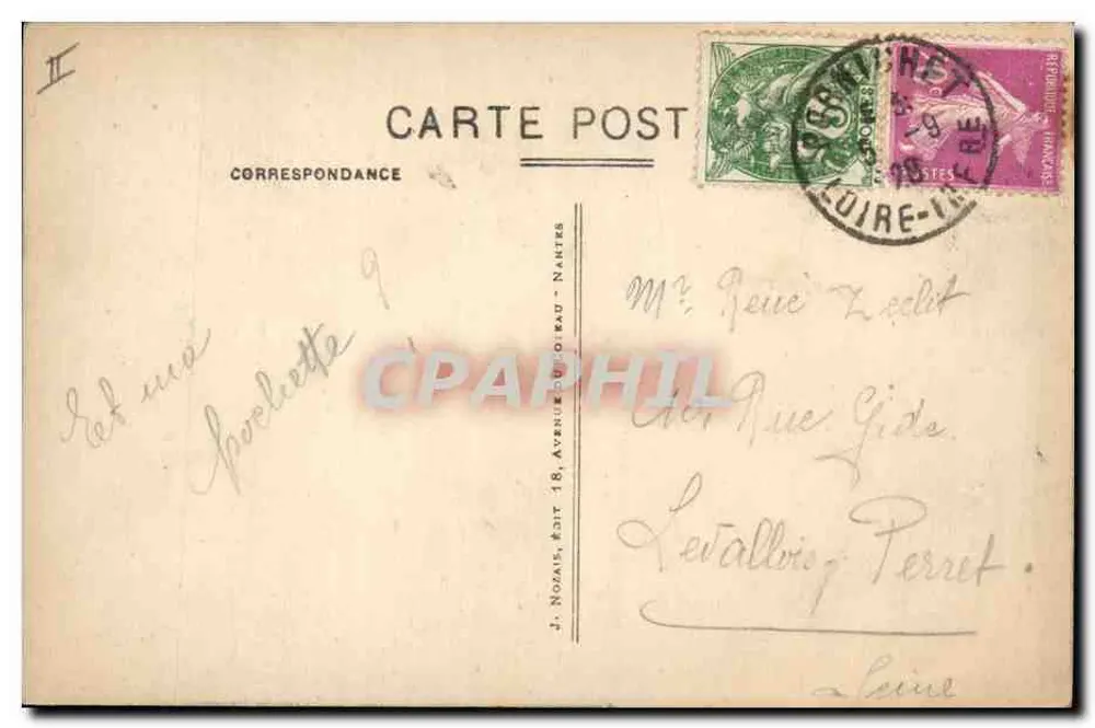 Pêcheuse à la mer — scène côtière — éditeur J. Nozaïs, Nantes, n° 18 - Verso