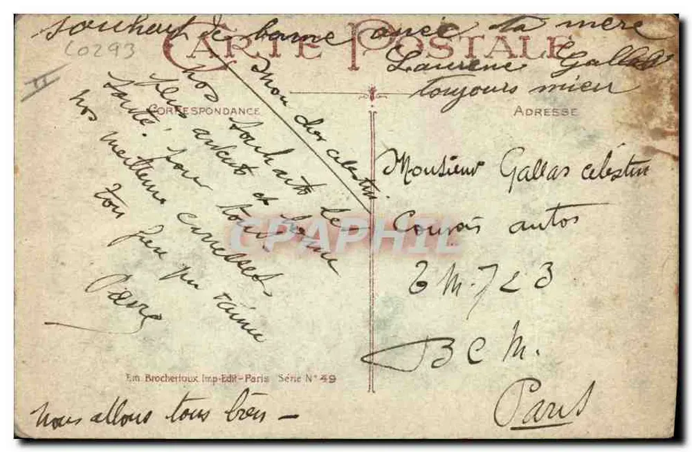 Schneeviertel — Kirche und Kreuz — E. M. Brocheroux, Paris, Serie Nr. 49 - Rückseite