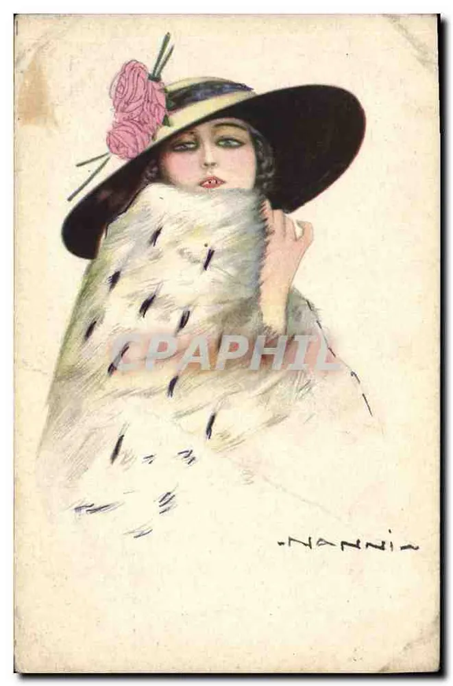 Frau in Hut und Pelz — Illustration — Nannia - Vorderseite