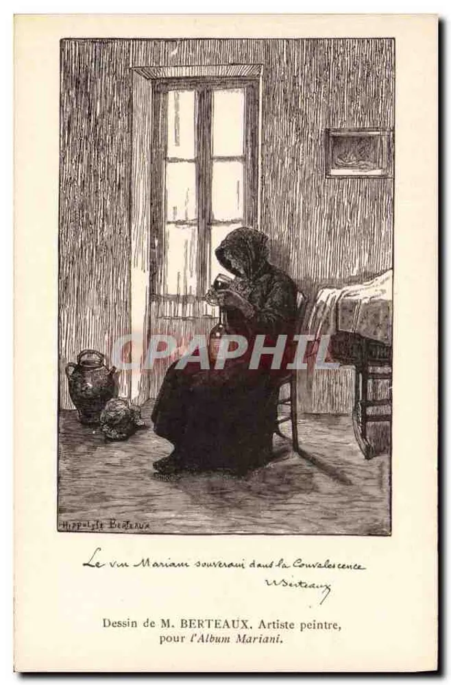 Der souveräne Wein Mariam in der Genesung — Zeichnung von M. Bertheaux für das Album Mariani - Vorderseite