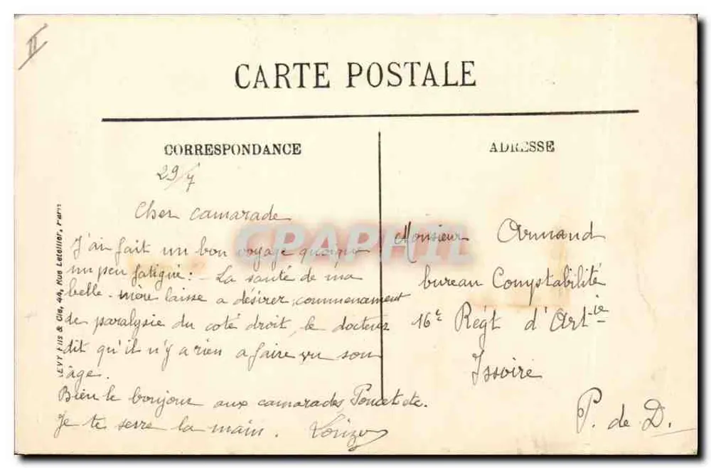 Château-Thierry — Der französische Café bombardiert in der Nacht vom 2. zum 3. September 1914 — Gliche Ehrhard, Vizé Paris n° 2052 - Rückseite