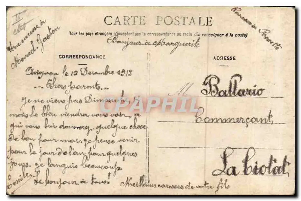 Groupe de militaires et serveur devant la Salle de Billario — éditeur non visible, n° de série non lisible - Rückseite