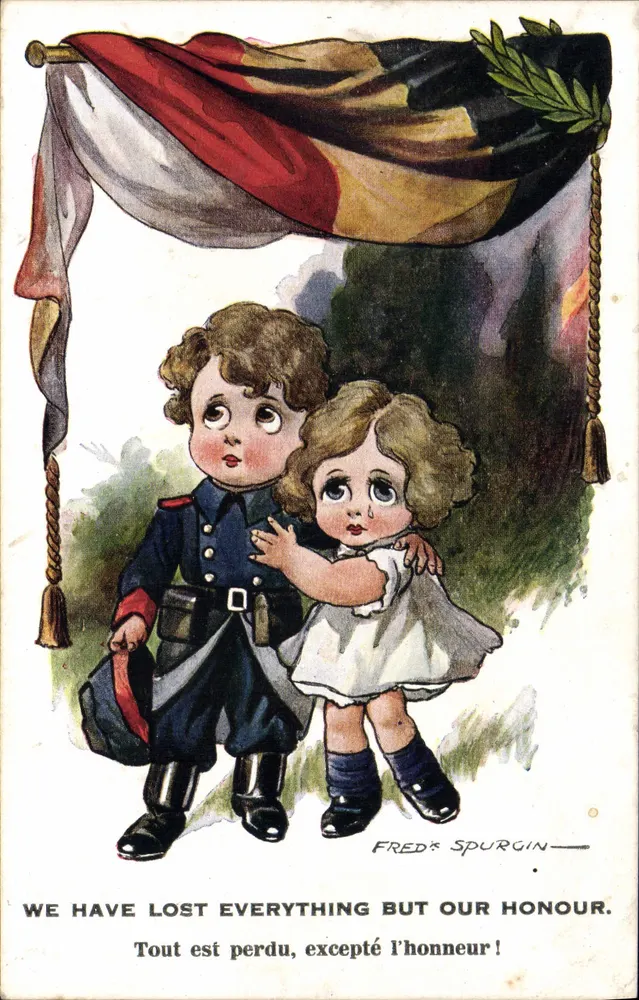 Zwei Kinder unter der belgischen Flagge — Fred's Spurgin — Inter-Art Co. London - Vorderseite