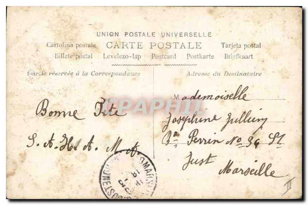 Femme jouant de la harpe — jeune fille en robe rose — éditeur SAZERAC Phot, n° 2048 - Verso