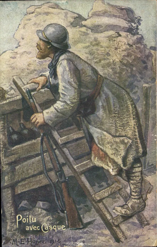 Poilu com capacete — M.E. Hager, 1915 - Frente