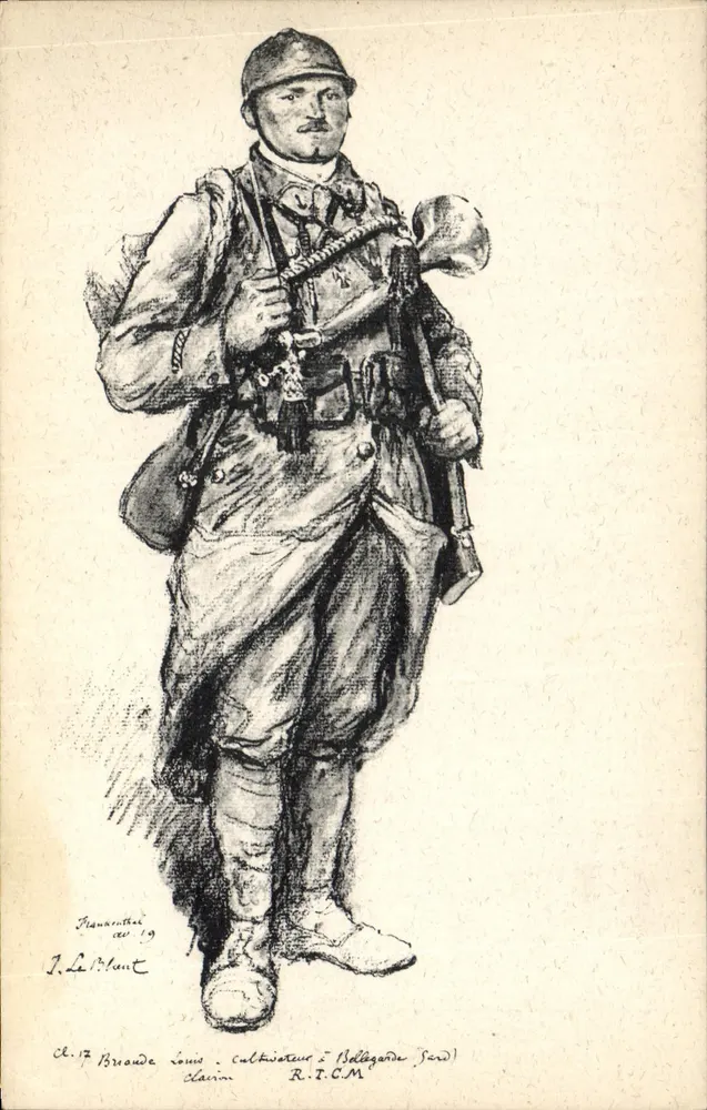 Soldado francês — Fuzileiro — J. Le Mont, R.T.C.M. (Série Cl. 17) - Frente