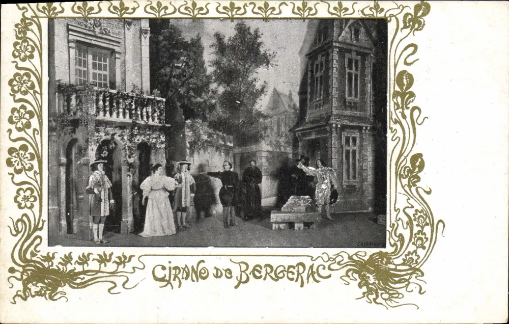 Cirano de Bergerac — cena teatral — editor CARBAU, número de série não visível - Frente