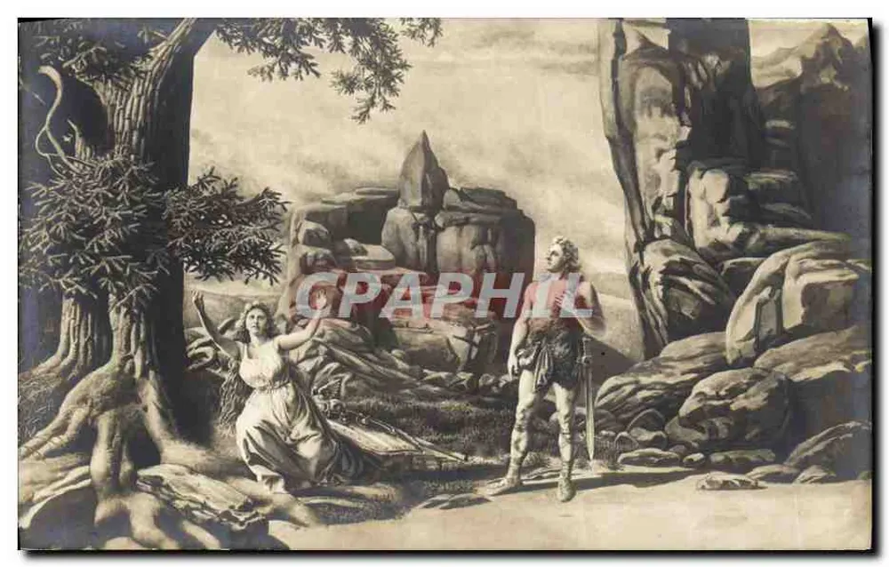 सिग्रीड और ब्रूनहिल्डे — रिचर्ड वैगनर के ऑपेरा की एक दृश्य — हैंस थोमास्चेक द्वारा प्रकाशित - आगे
