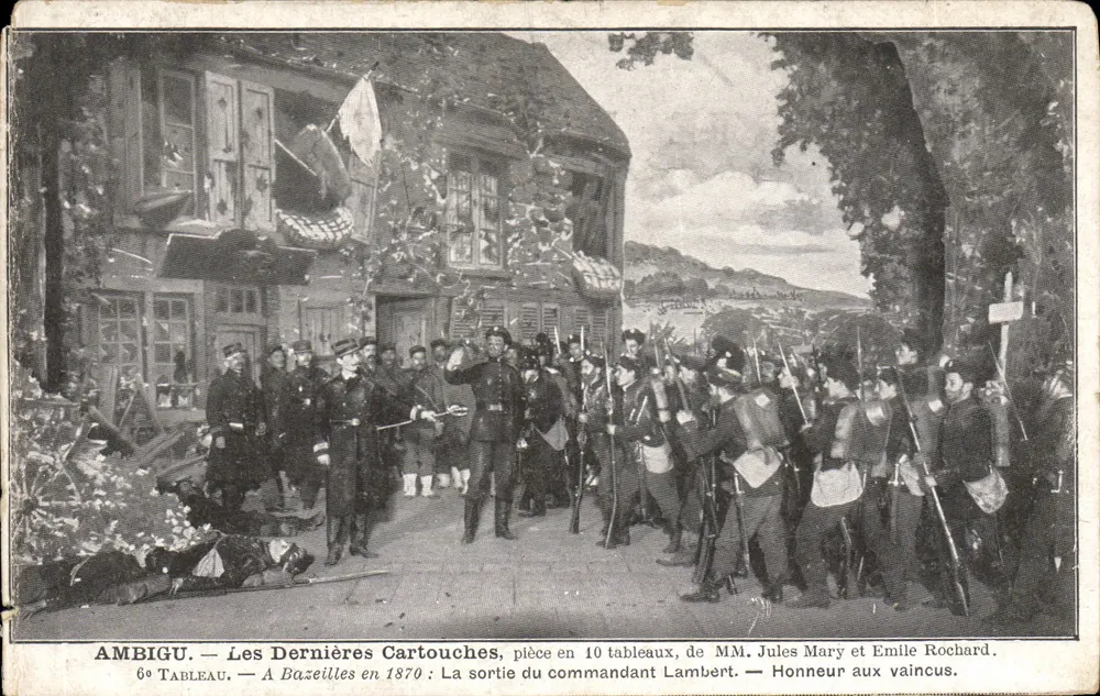 Ambigu — Les Dernières Cartouches, 6e tableau : La sortie du commandant Lambert — pièce en 10 tableaux de MM. Jules Mary et Émile Rochard - Vorderseite