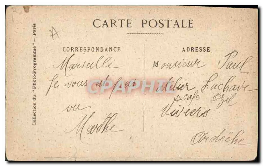 Gymnase — scène de la pièce 'Ces Messieurs' — éditeur Photo-Programme, Paris - Rückseite