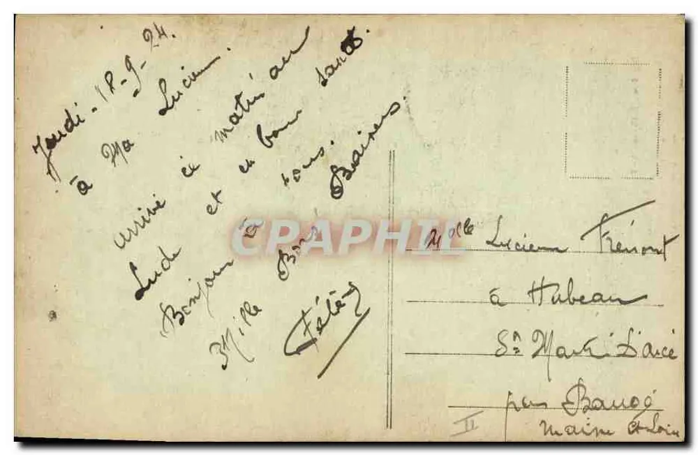 Les Amcureux Sarthois — Imp. Phot A Dolbeau, Le Mans, n°7 - Verso