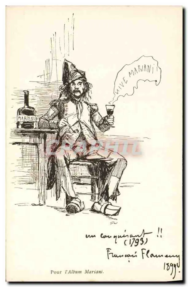Pirat, der Mariani trinkt — Zeichnung von François Flameng — für das Mariani-Album - Vorderseite