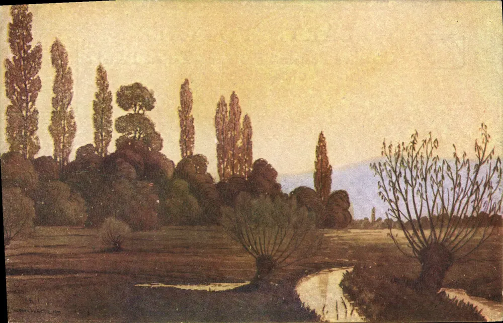 Landschaft mit Fluss — Gemälde von L. Warte — Verlag D.J. Warte, Colmar - Vorderseite