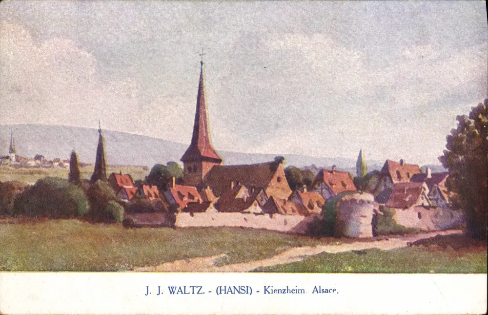 Kienzheim (Hansi) — Ansicht des Dorfes mit Kirche — J. J. Waltz - Vorderseite