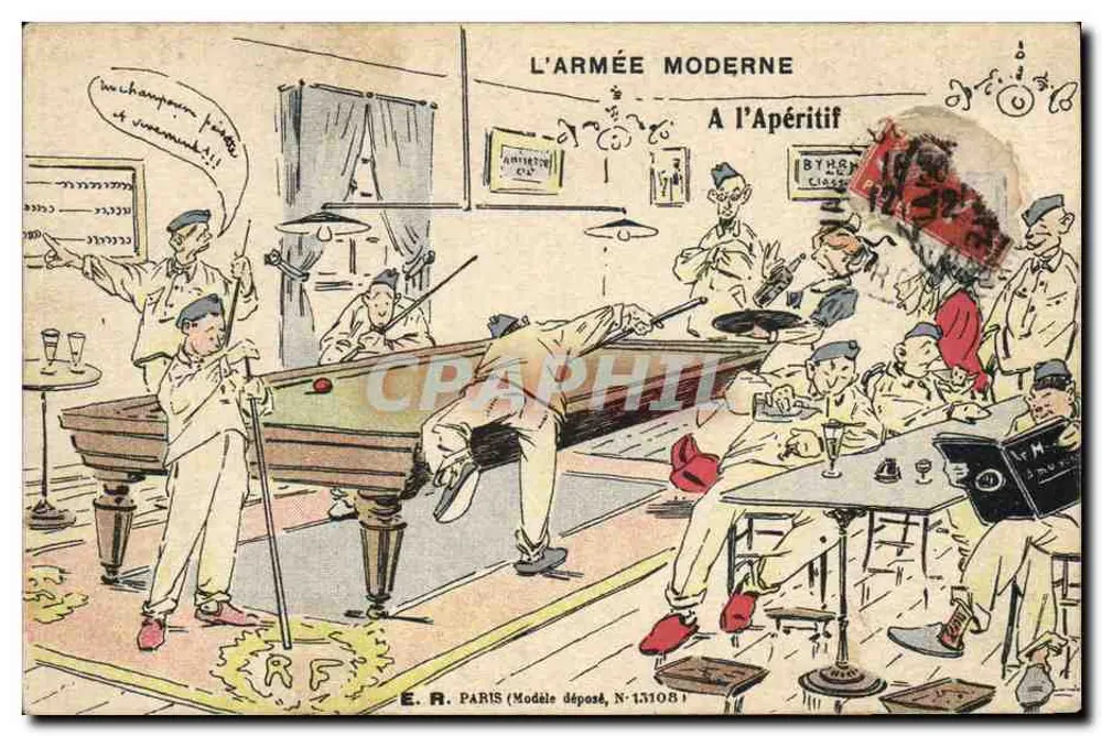Het Moderne Leger bij het Aperitief — E.R. Paris, N° 13108 - Voorkant