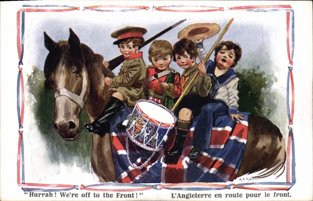 Britische Kinder auf dem Weg zum Front — Inter-Art Co. 'Patriotic Kids' Serie Nr. 944 - Vorderseite