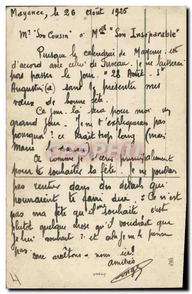 Arranjo de pensos — Mayence — editor desconhecido, número de série não visível - Verso