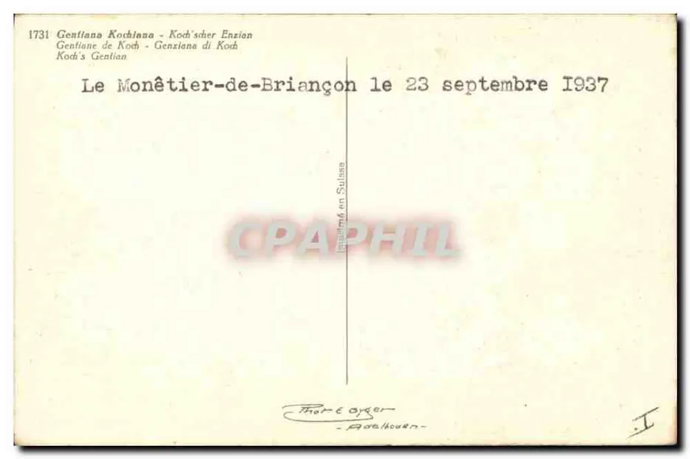 Gentianen von Koch — Monêtier-de-Briançon — In der Schweiz gedruckt, Nr. 1731 - Rückseite