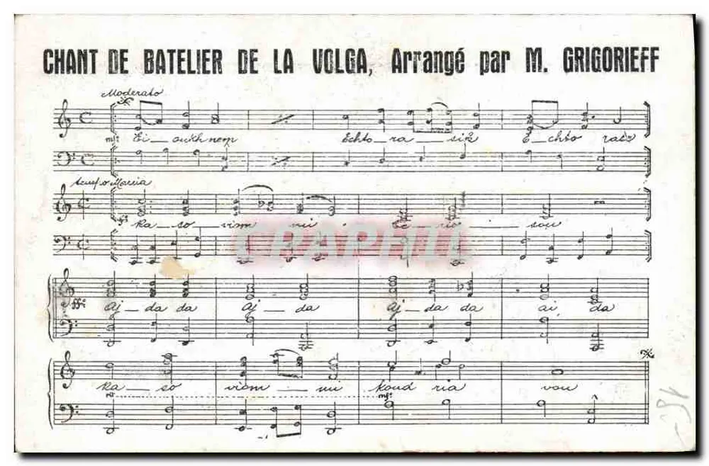 Chant de batelier de la Volga — arrangement musical — Grigorieff - Awers