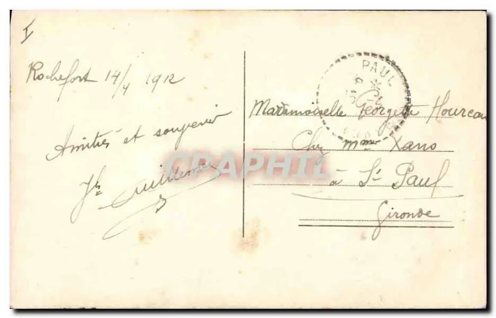 बॉल वायोलिन बजाते हुए — रोचफोर्ट 1912 — छापक अज्ञात - पीछे