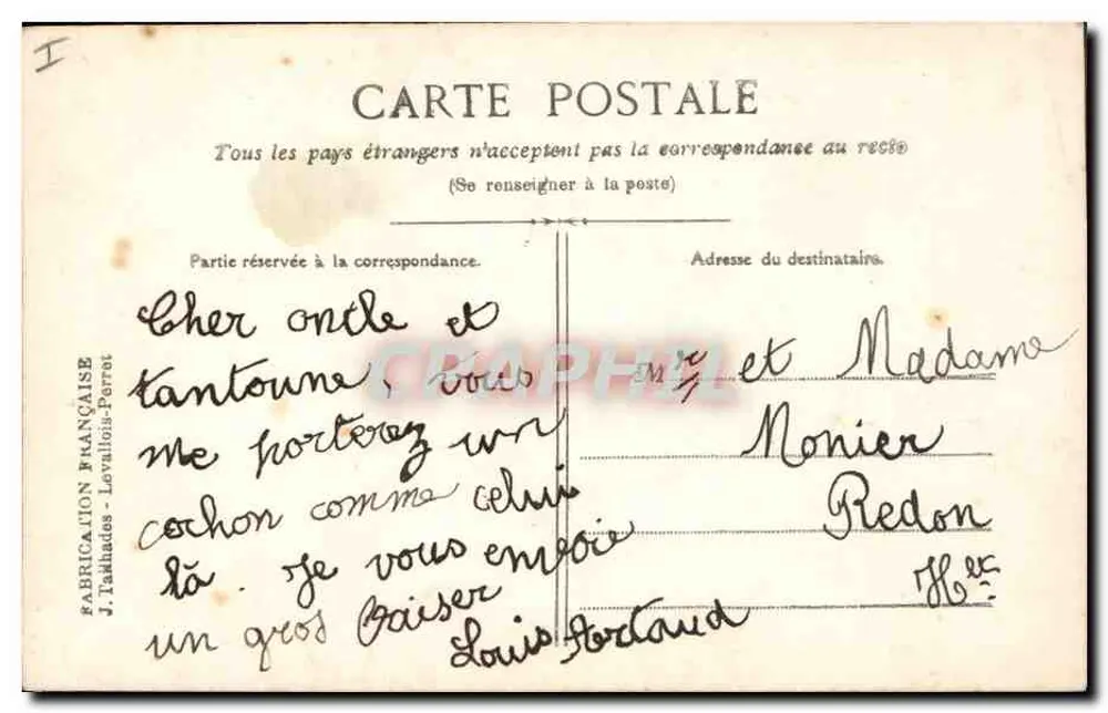 Galo de boa sorte — editor M. Boulanger, n°208 - Verso