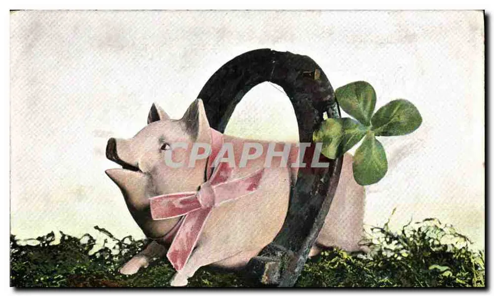 Pigmento em um ferro de cavalo — folha de trêfola — editor não identificado, série 1100 - Frente