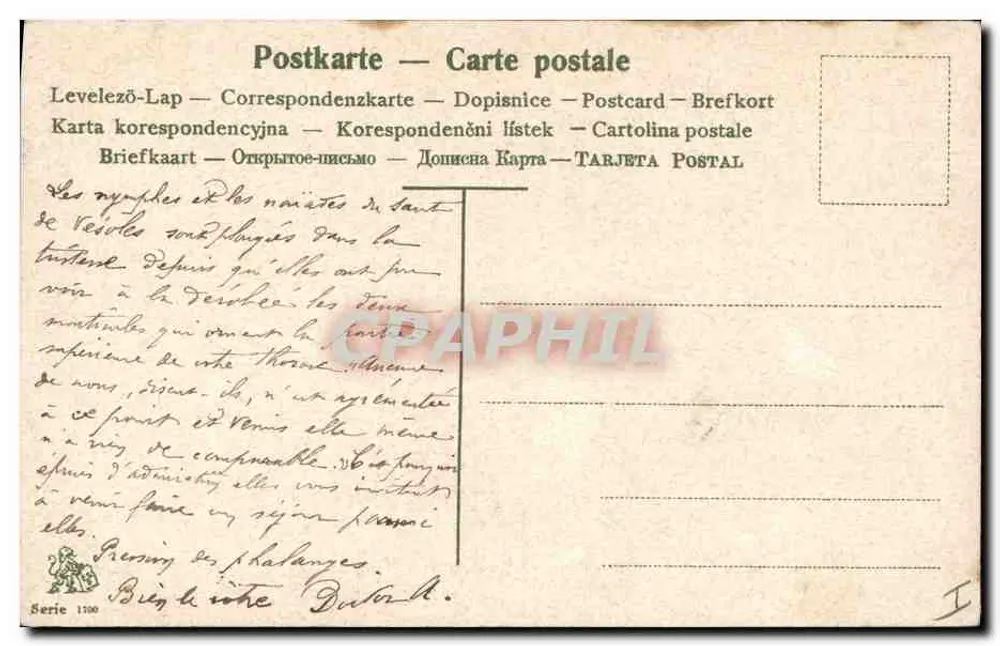 Pigmento em um ferro de cavalo — folha de trêfola — editor não identificado, série 1100 - Verso