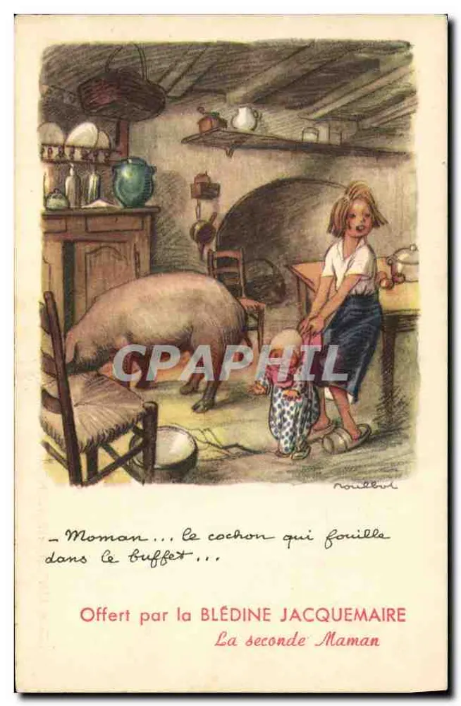 A segunda Maman — cena de cozinha com porco — editor: A. Rampa - Paris - Frente
