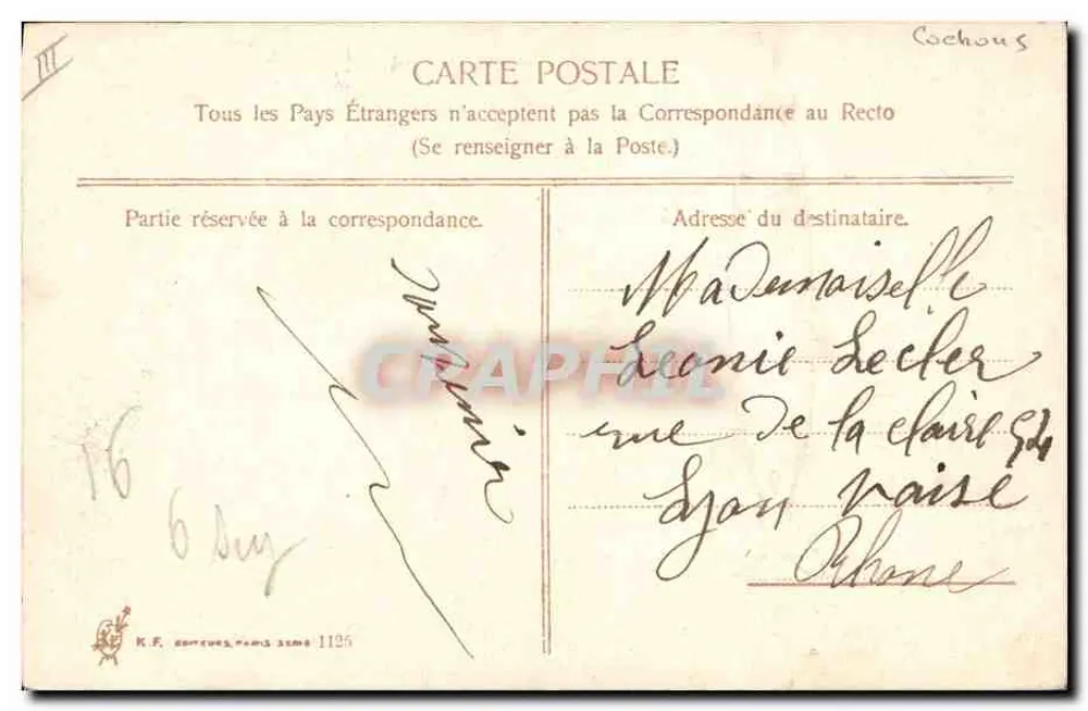 Pigement d'Avril — 1º de Abril — K.F. corveze, Paris, série 1125 - Verso