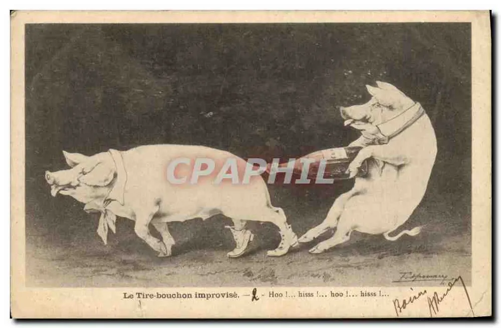 Deux cochons — Le Tire-bouchon improvisé — éditeur Raphaël M. Pignon - Vorderseite