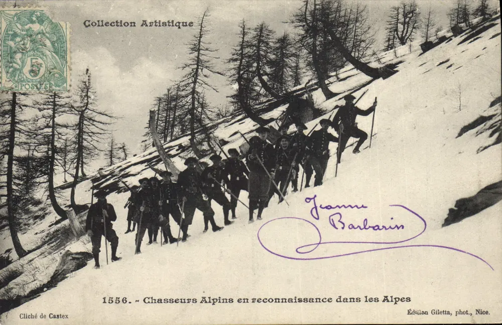 Alpine Scouts bei Erkundung in den Alpen — Künstlerische Sammlung — Gilelta-Ausgabe, Foto von Nice, Nr. 1556 - Vorderseite