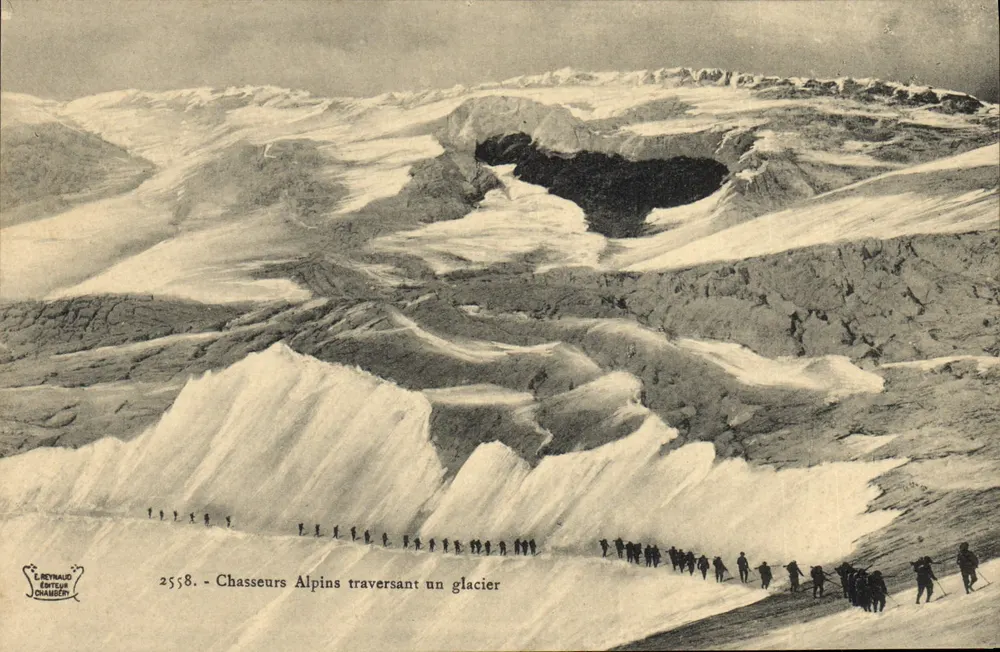 Alpine Jäger, die einen Gletscher überqueren — E. Reynaud, Nr. 2558 - Vorderseite