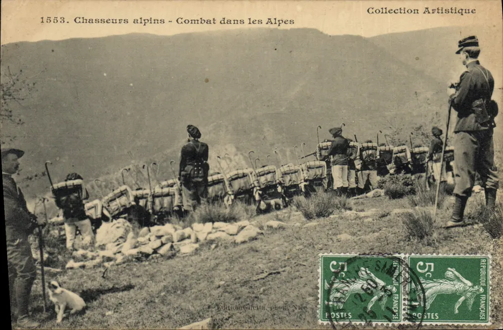 Alpine Jäger — Schlacht in den Alpen — Künstlerische Sammlung, Édition Giletta, Nice - Vorderseite