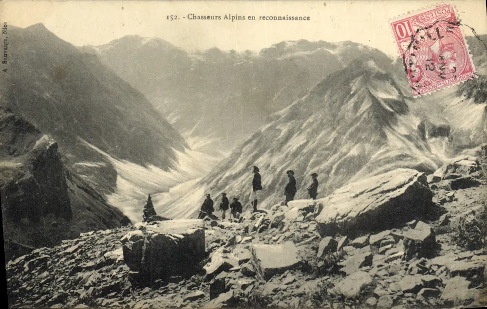 Alpine Chasseurs bei Erkundung — A. Sauvage, Nizza, Nr. 152 - Vorderseite