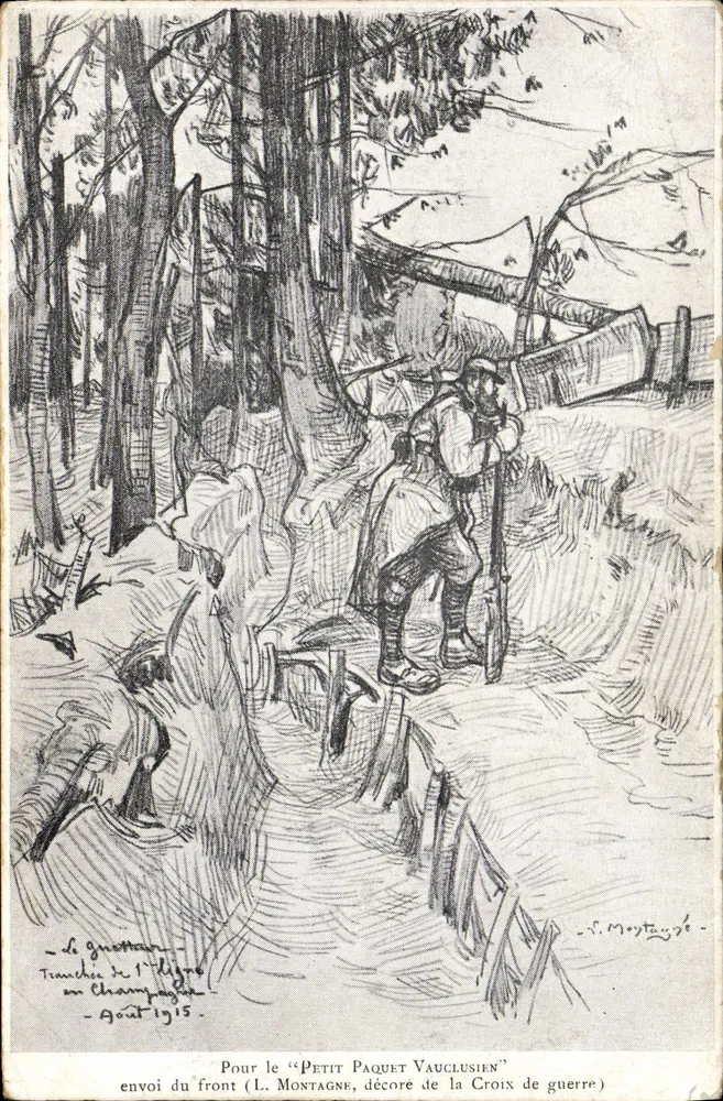 Schützengraben der Allige in der Champagne — Für das « Petit Paquet Vauclusien » — S. Montagne, August 1915 - Vorderseite