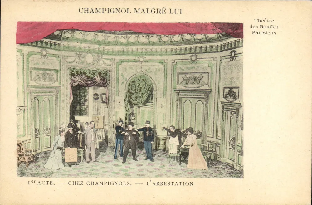 Champignol malgré lui — 1. Akt, unter den Champignols, die Verhaftung — Théâtre des Bouffes Parisiens - Vorderseite