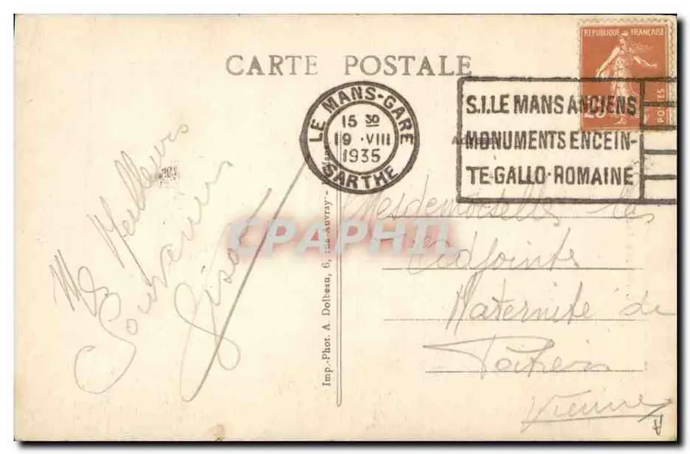 Trajes Sarthois — 24. COSTUMES SARTHOIS — Imp. Phot. A. Dolieux, Le Mans - Verso