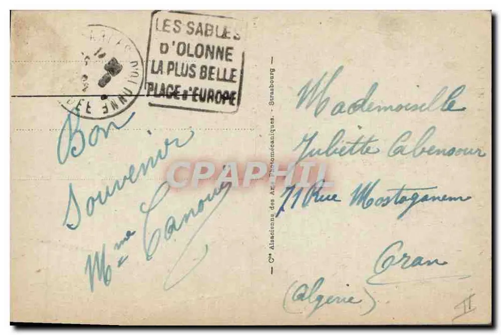 Les Sables d'Olonne — Una graziosa Sablaise — Les Sables d'Olonne - Verso
