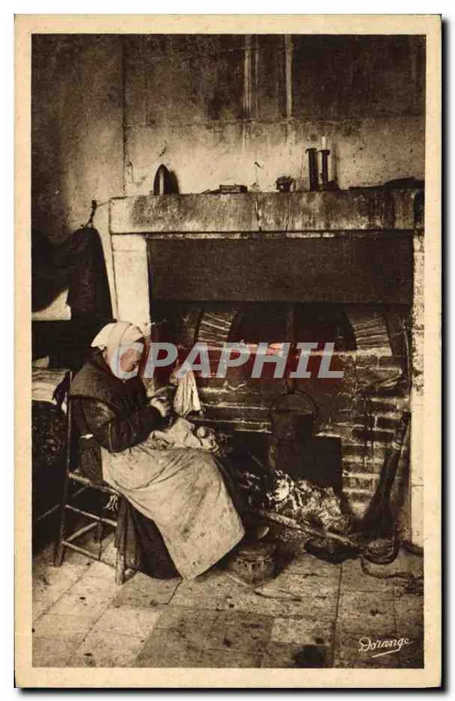 Frau im Haus — Innenraum-Szene — R. Dorange - Vorderseite