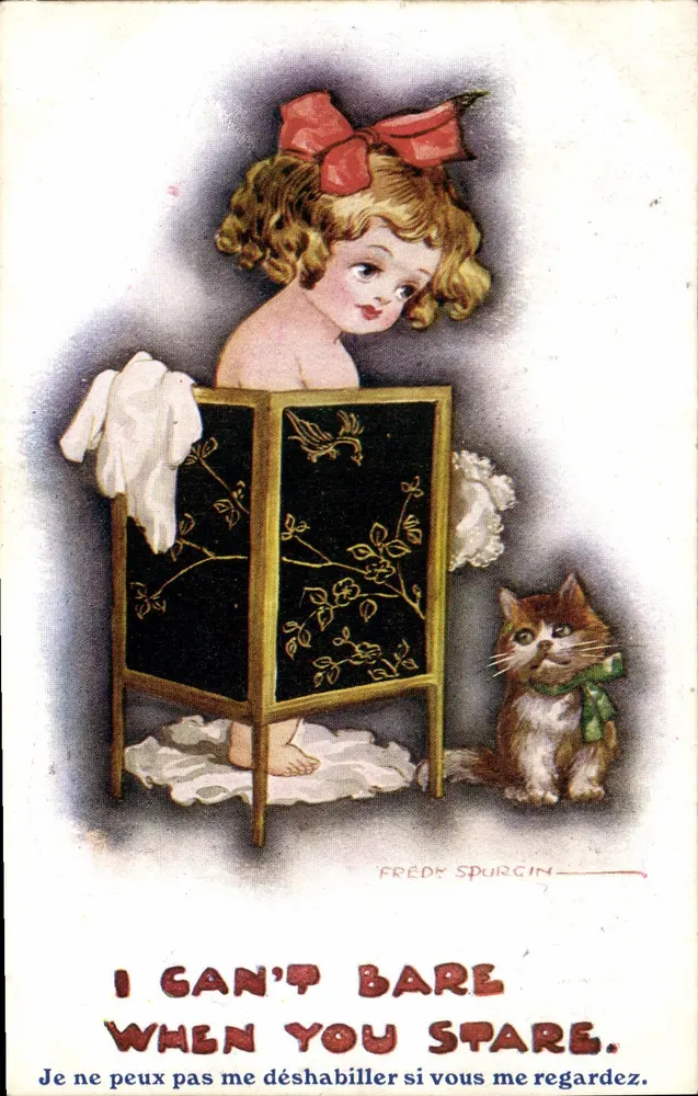 Kleine Mädchen und Katze — 'I CAN'T BARE WHEN YOU STARE' — Frédé Spurgin, Serie 'KOMIC KIDS' n°643 - Vorderseite