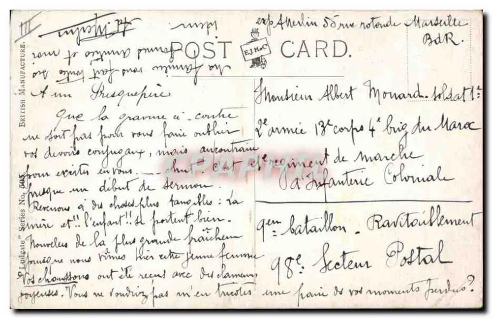 Zwei verliebte Kinder — Kriegsszene unter dem Mond — Verlag Gillson & Co. n° 134 - Rückseite