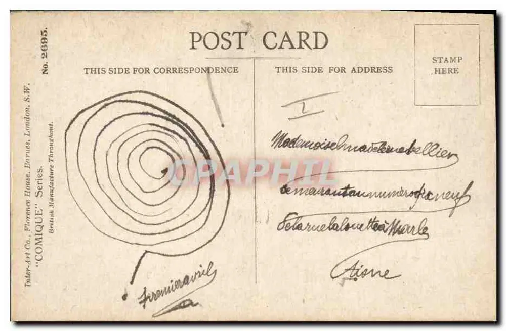 Schwarzer Kater mit Schleife — unter dem Mond — Verlag Tuler-Art Co. n°2695 - Rückseite