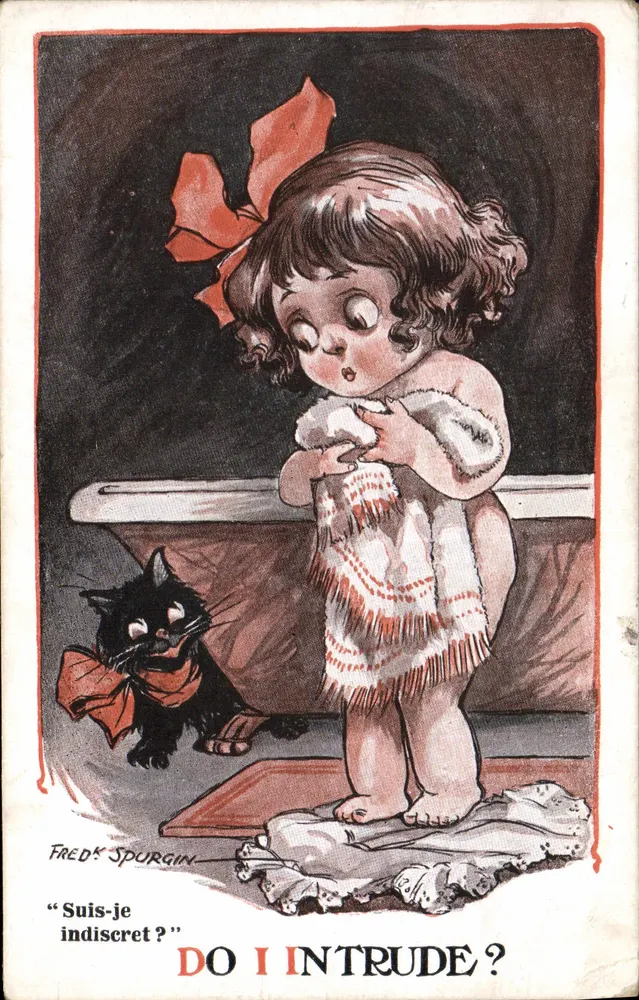 Kleine Mädchen und schwarzer Kater — Fred Spurgin — Serie 'Wee Rogues' n°568 - Vorderseite
