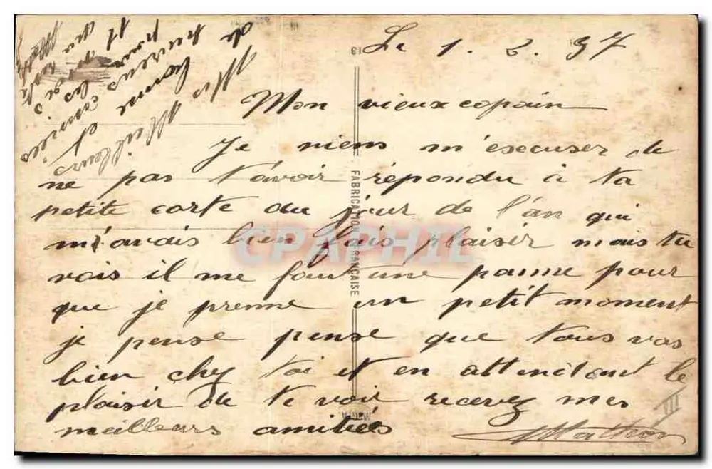 Ländliche Szene — Karikatur von Bauern vor einem Auto — Verlag: Fabrique de Cartes Postales - Rückseite
