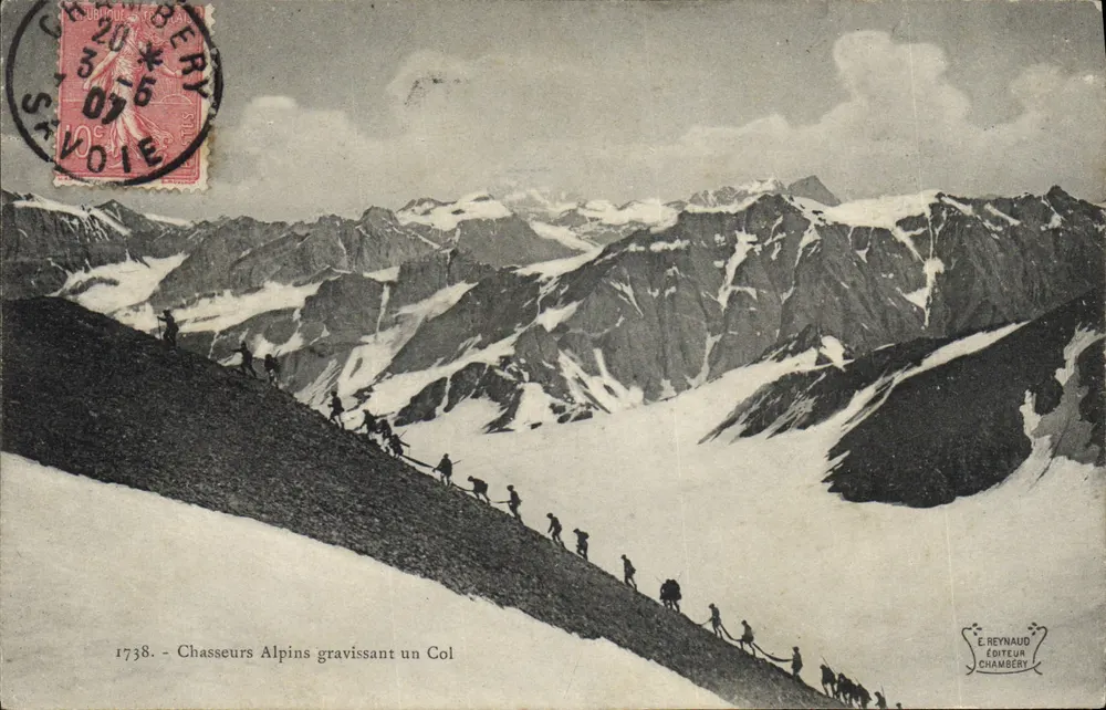 Alpinjäger, die einen Pass erklimmen — E. Reynaud, Verlag Chambery, n°1738 - Vorderseite