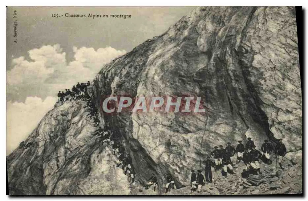 Alpine Jäger in den Bergen — A. Savarage, Nice, Nr. 125 - Vorderseite
