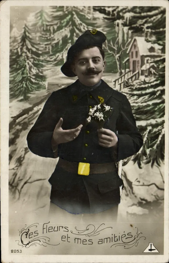 Soldado em uniforme — cena invernal — editor desconhecido, n° 2053 - Frente