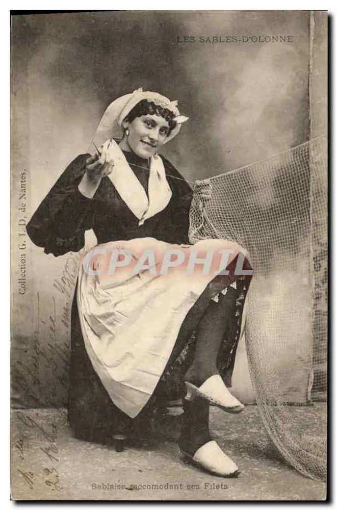Sablaïse ajeitando seus Filets — Les Sables-d'Olonne — Coleção G. L. D., de Nantes - Frente
