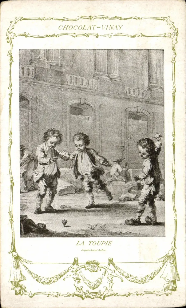 Kinder, die mit einer Karusselle spielen — Chocolat-Vinay, Serie VII, Nr. 16 - Vorderseite